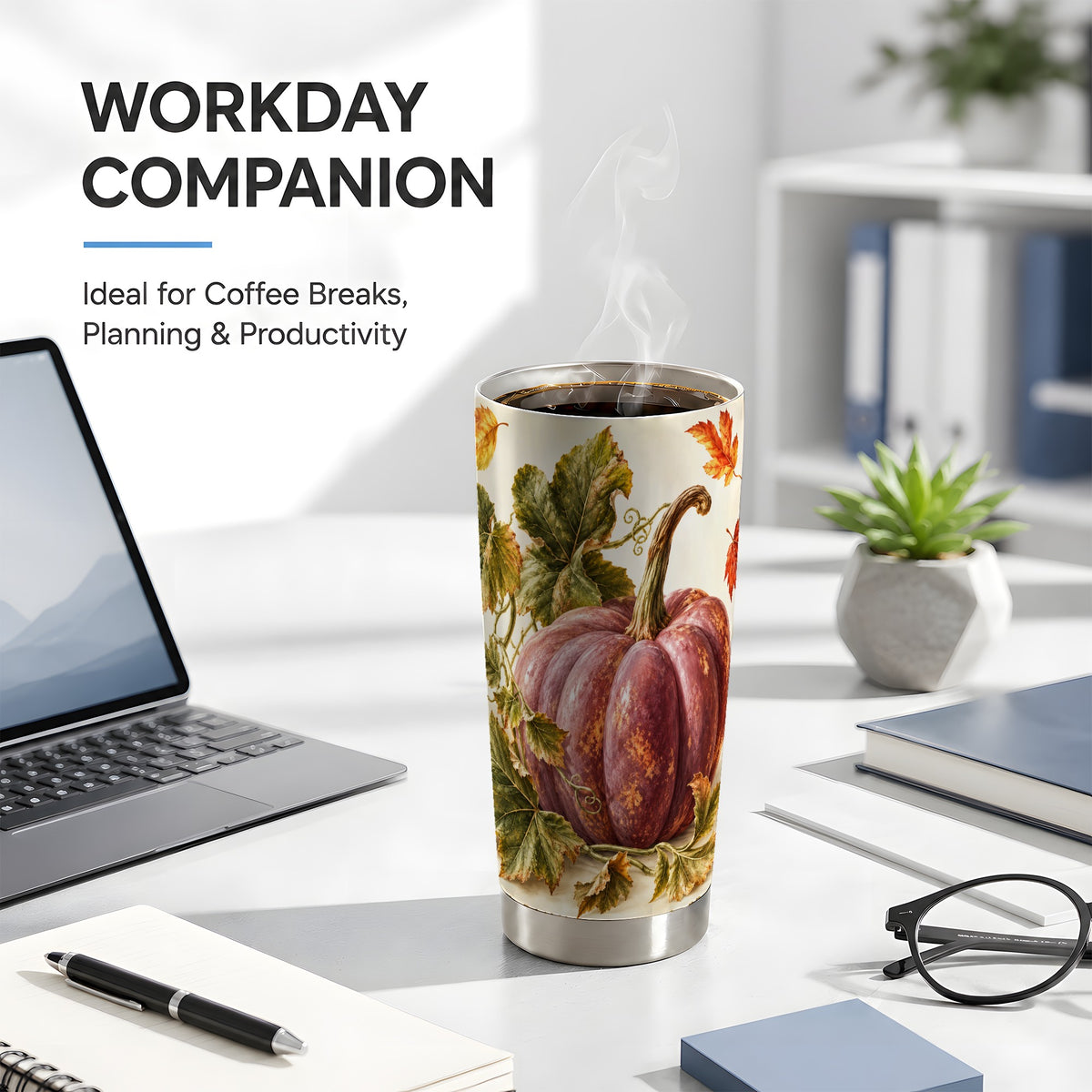 #pl[20oz|Steel] Rustic Mauve Pumpkin Tumbler 20oz, Fall Tumbler, Stainless Steel Travel Cup