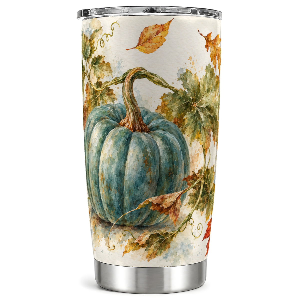 Blue Pumpkin Tumbler 20oz, Watercolor Tumbler, Stainless Steel Travel Cup