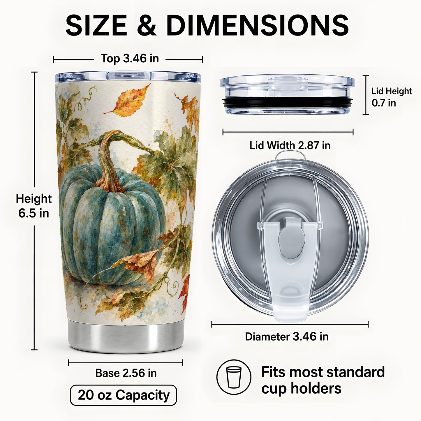#pl[20oz|Steel] Blue Pumpkin Tumbler 20oz, Watercolor Tumbler, Stainless Steel Travel Cup