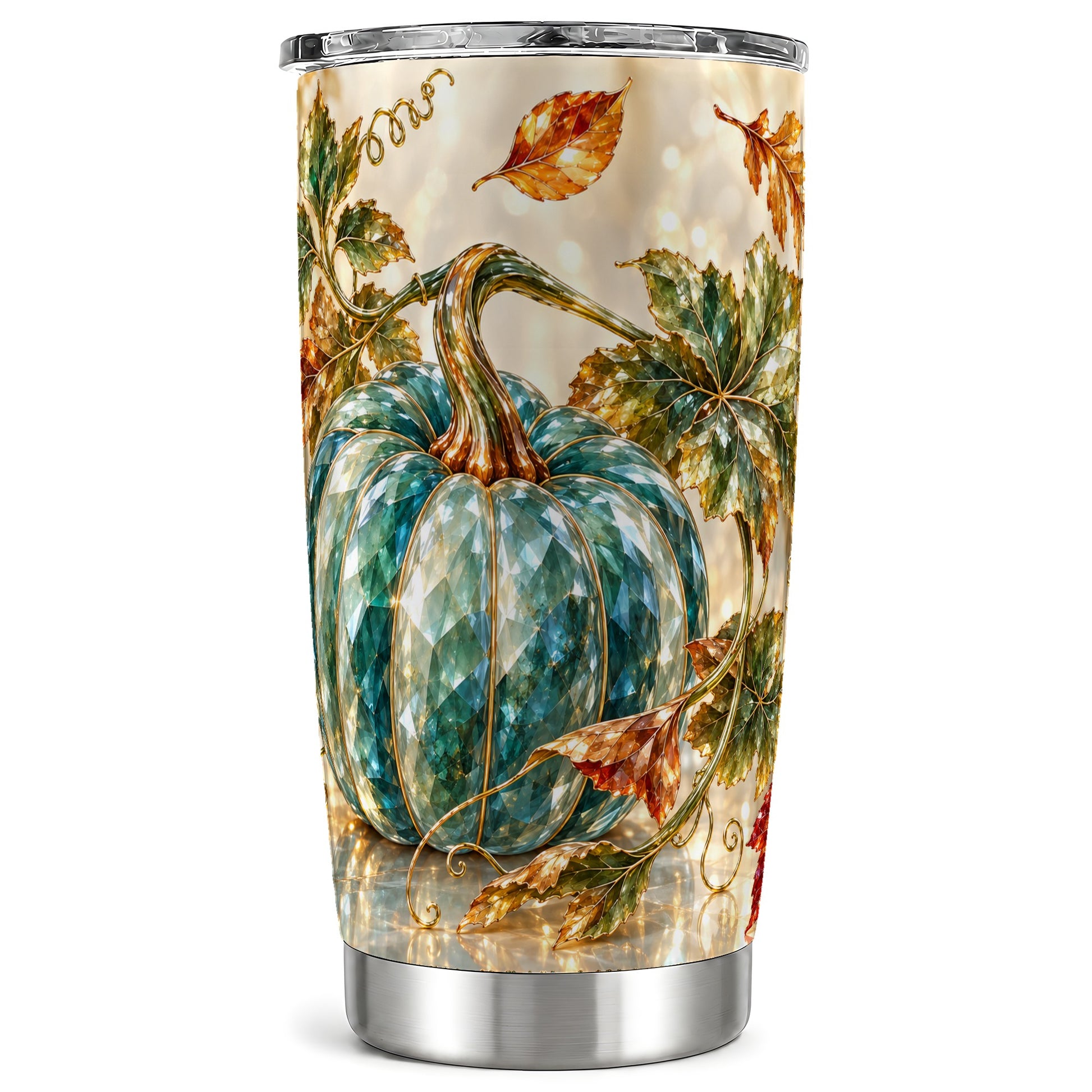 Faceted Pumpkin Tumbler 20oz, Fall Tumbler, Stainless Steel Travel Cup