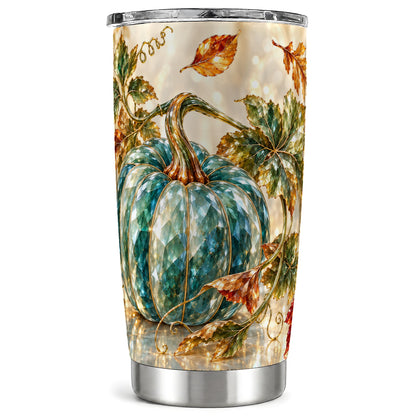 Faceted Pumpkin Tumbler 20oz, Fall Tumbler, Stainless Steel Travel Cup