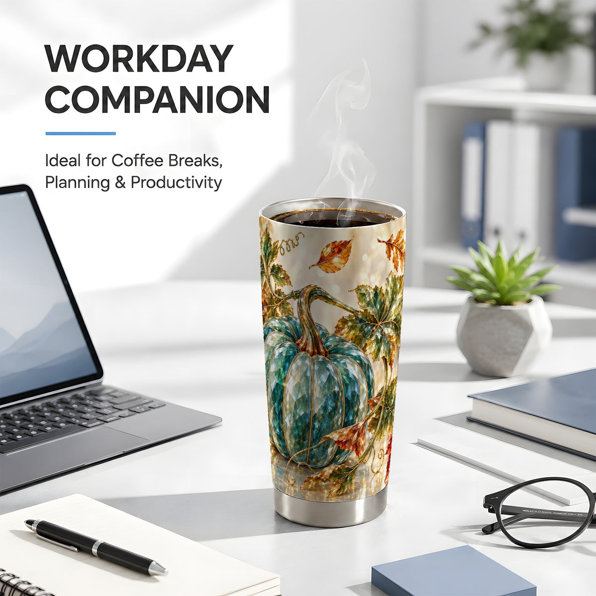#pl[20oz|Steel] Faceted Pumpkin Tumbler 20oz, Fall Tumbler, Stainless Steel Travel Cup