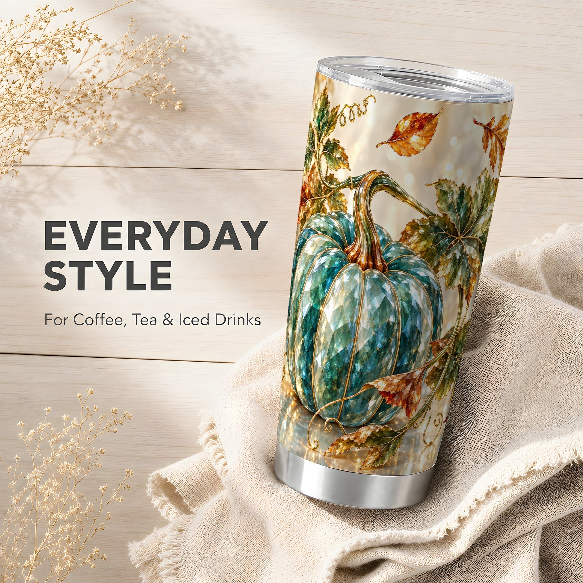 #pl[20oz|Steel] Faceted Pumpkin Tumbler 20oz, Fall Tumbler, Stainless Steel Travel Cup