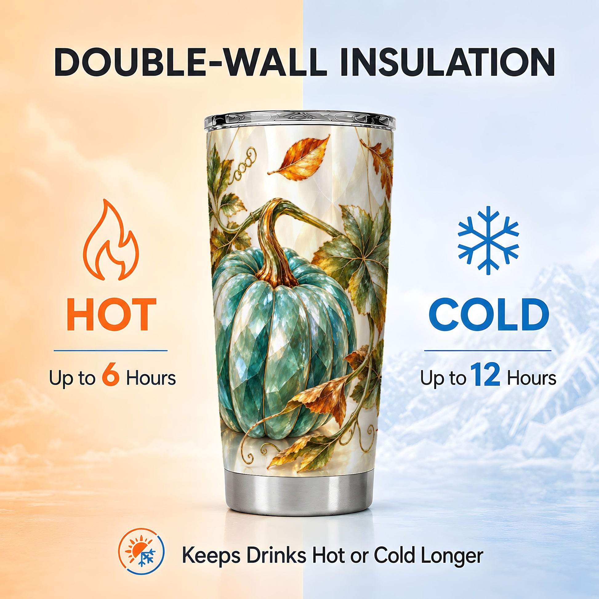 #pl[20oz|Steel] Geometric Pumpkin Tumbler 20oz, Fall Tumbler, Stainless Steel Travel Cup