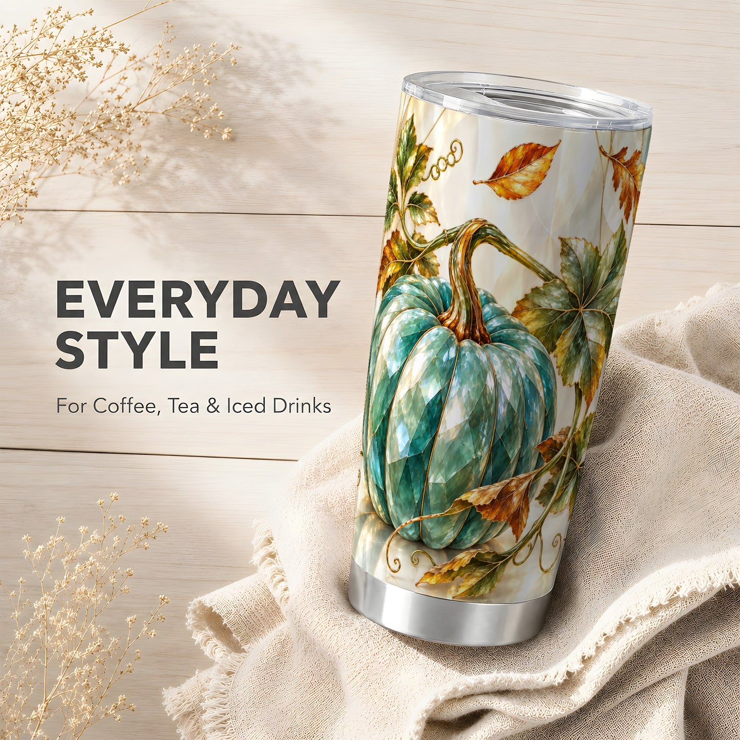 #pl[20oz|Steel] Geometric Pumpkin Tumbler 20oz, Fall Tumbler, Stainless Steel Travel Cup