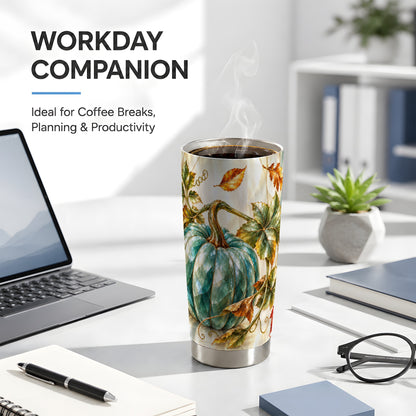 #pl[20oz|Steel] Geometric Pumpkin Tumbler 20oz, Fall Tumbler, Stainless Steel Travel Cup