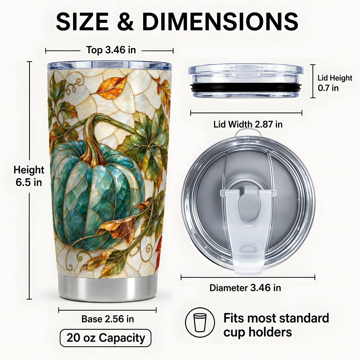 #pl[20oz|Steel] Mosaic Pumpkin Tumbler 20oz, Fall Tumbler, Stainless Steel Travel Cup