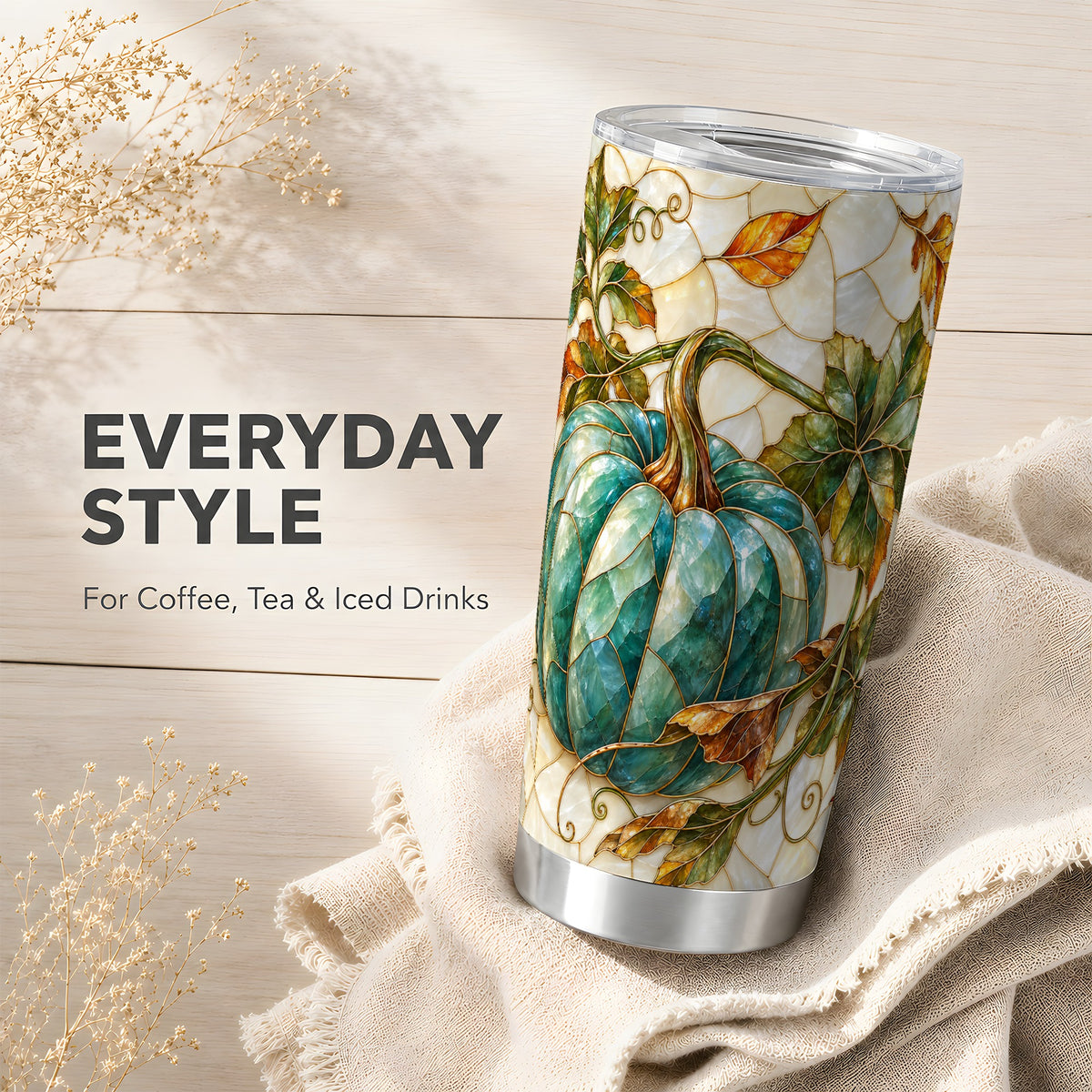 #pl[20oz|Steel] Mosaic Pumpkin Tumbler 20oz, Fall Tumbler, Stainless Steel Travel Cup