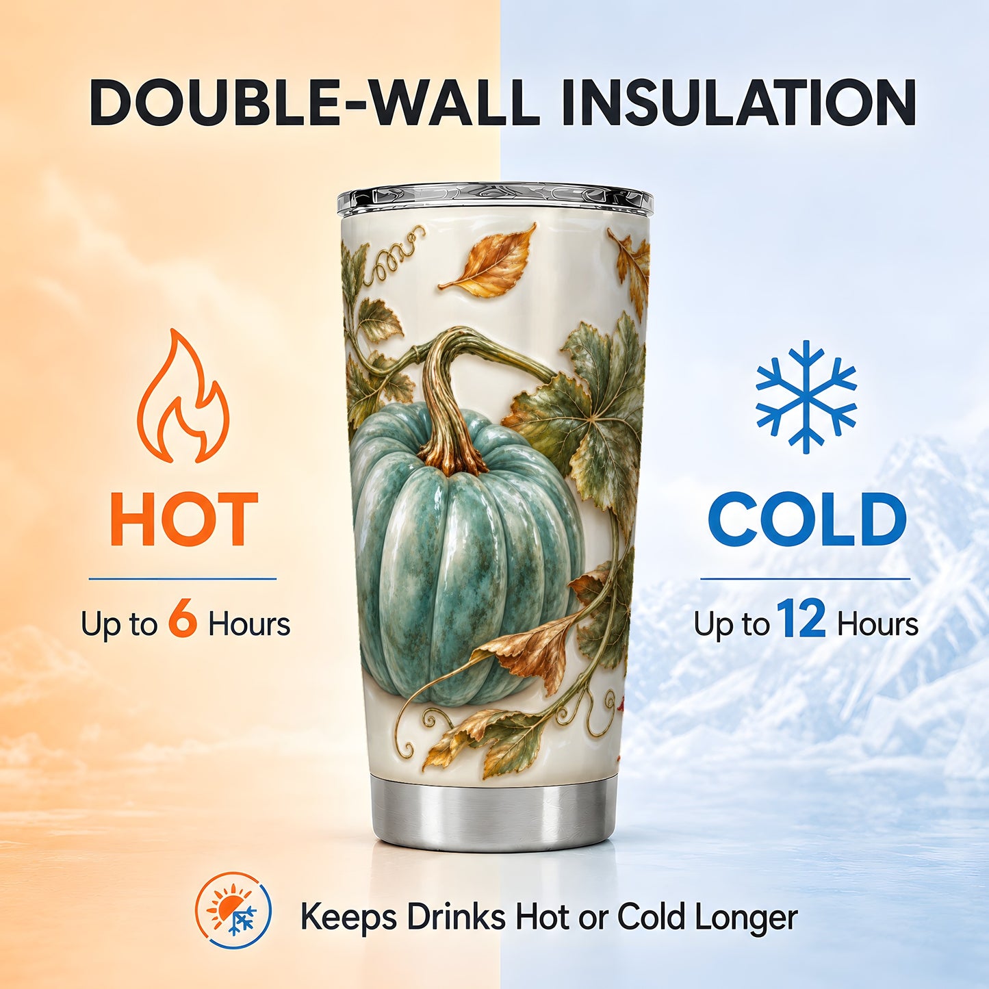 #pl[20oz|Steel] Soft Pumpkin Tumbler 20oz, Fall Tumbler, Stainless Steel Travel Cup