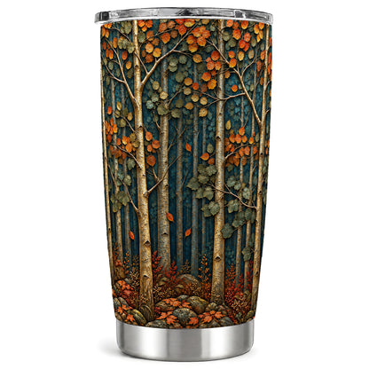 Autumn Birch Forest Tumbler 20oz, Fall Tumbler, Stainless Steel Travel Cup