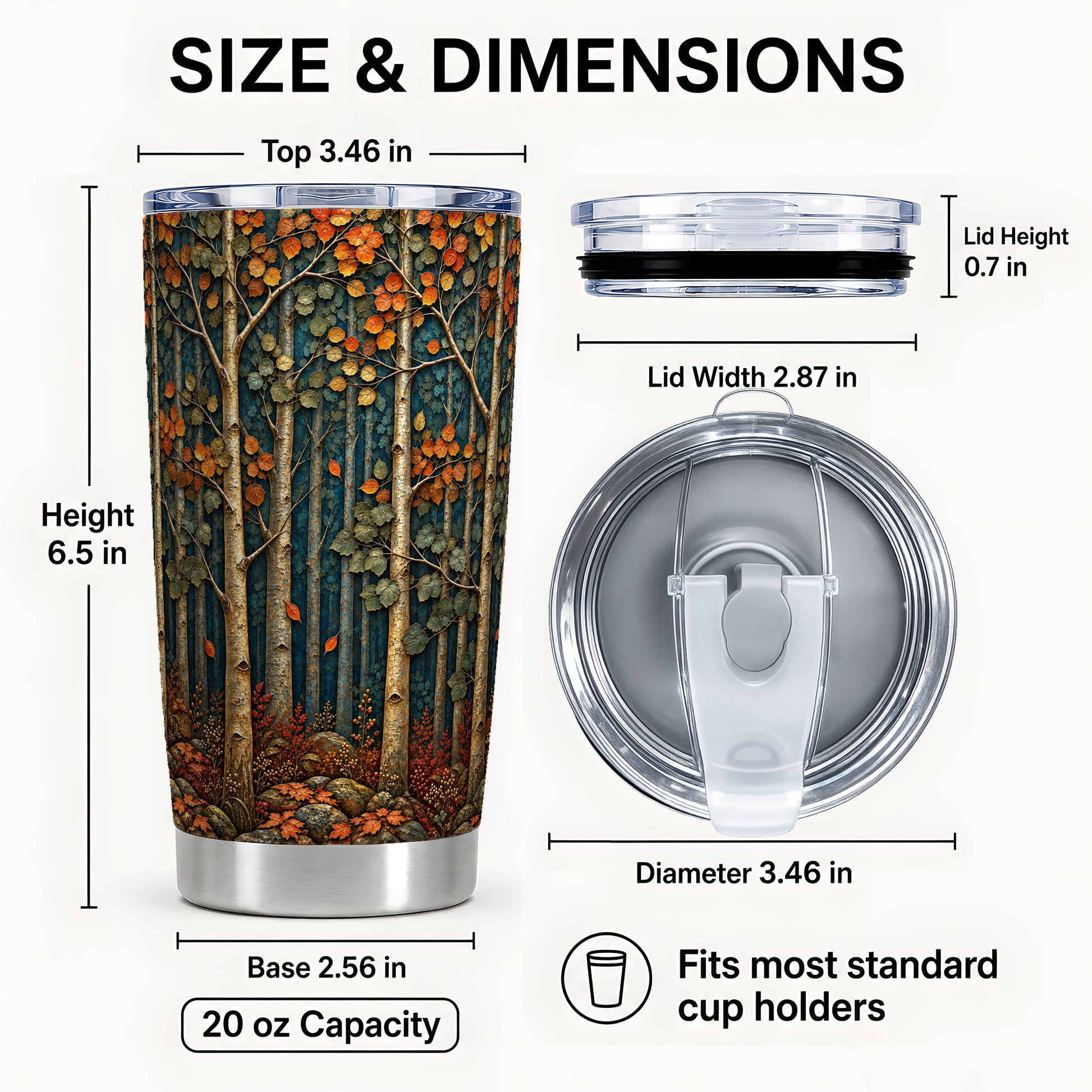 #pl[20oz|Steel] Autumn Birch Forest Tumbler 20oz, Fall Tumbler, Stainless Steel Travel Cup