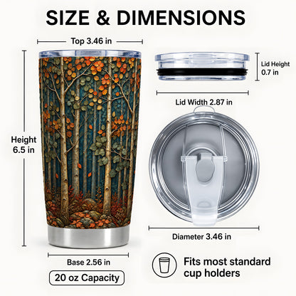 #pl[20oz|Steel] Autumn Birch Forest Tumbler 20oz, Fall Tumbler, Stainless Steel Travel Cup