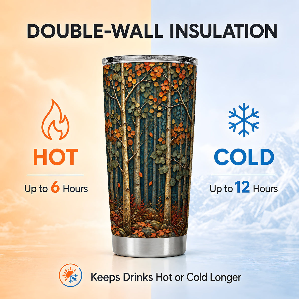 #pl[20oz|Steel] Autumn Birch Forest Tumbler 20oz, Fall Tumbler, Stainless Steel Travel Cup