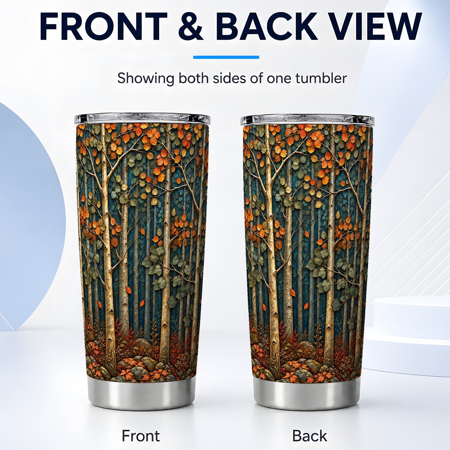 #pl[20oz|Steel] Autumn Birch Forest Tumbler 20oz, Fall Tumbler, Stainless Steel Travel Cup