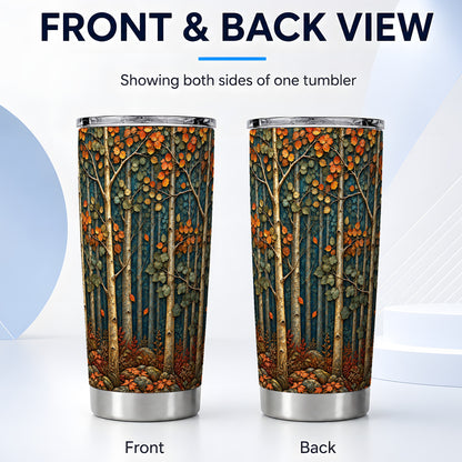 #pl[20oz|Steel] Autumn Birch Forest Tumbler 20oz, Fall Tumbler, Stainless Steel Travel Cup