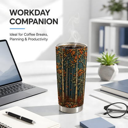 #pl[20oz|Steel] Autumn Birch Forest Tumbler 20oz, Fall Tumbler, Stainless Steel Travel Cup
