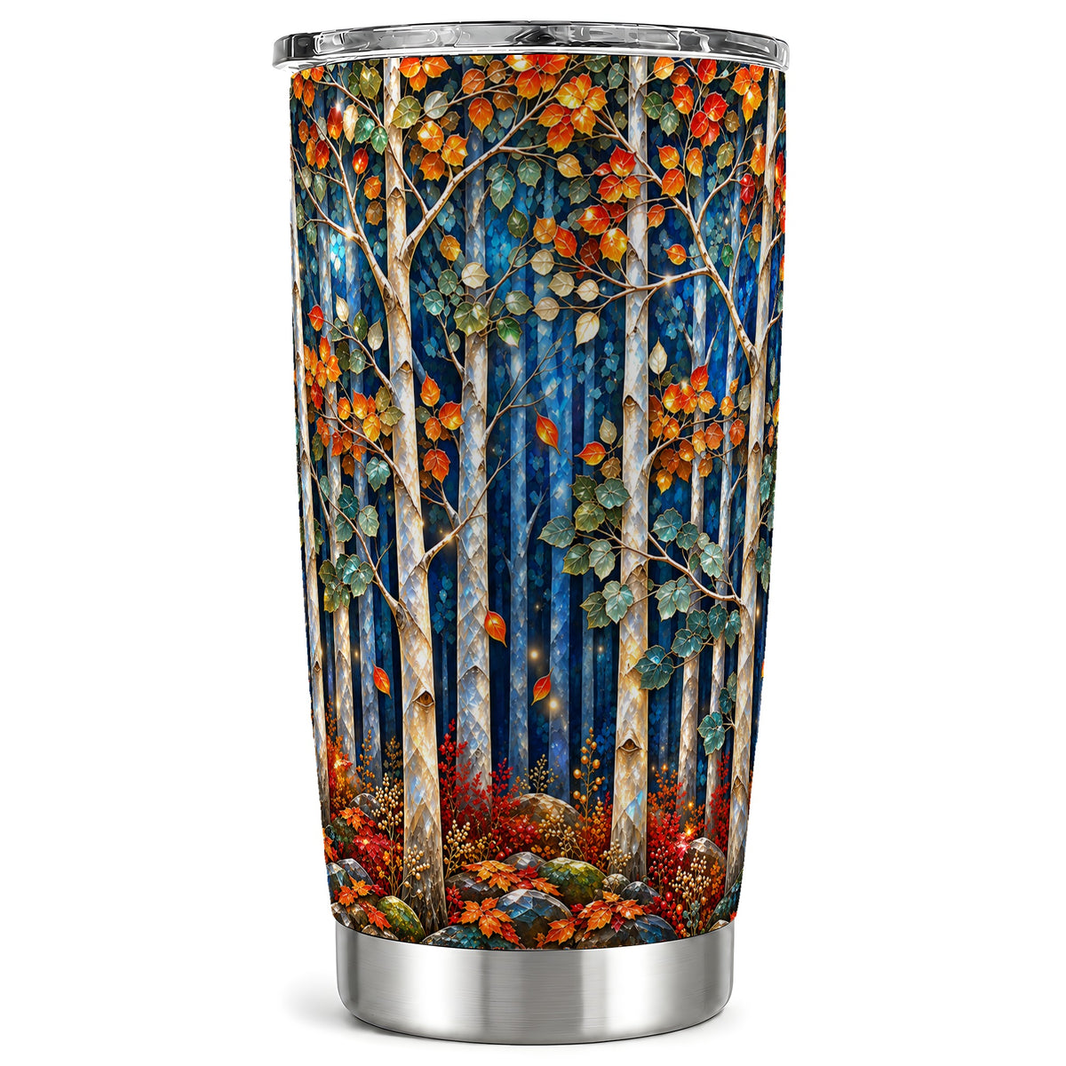 Luminous Birch Tumbler 20oz, Mosaic Tumbler, Stainless Steel Travel Cup