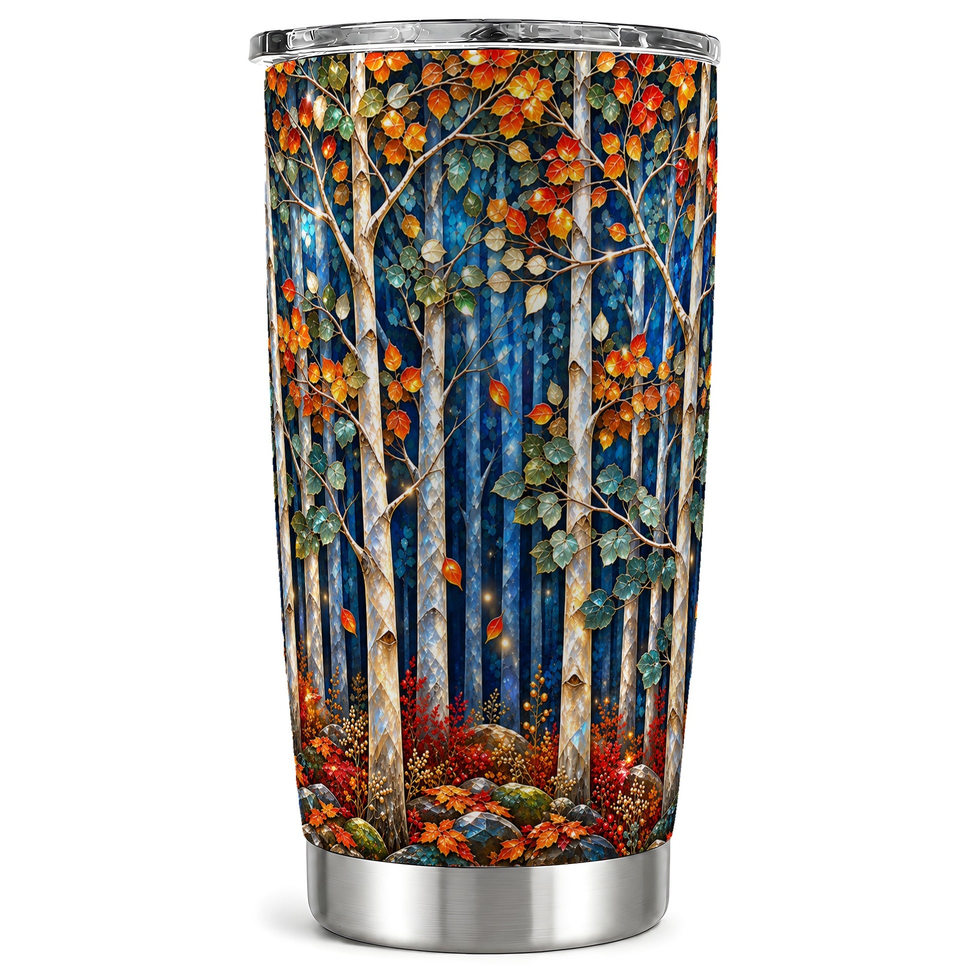 Luminous Birch Tumbler 20oz, Mosaic Tumbler, Stainless Steel Travel Cup