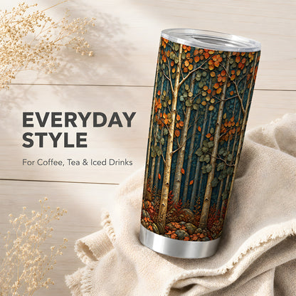 #pl[20oz|Steel] Autumn Birch Forest Tumbler 20oz, Fall Tumbler, Stainless Steel Travel Cup