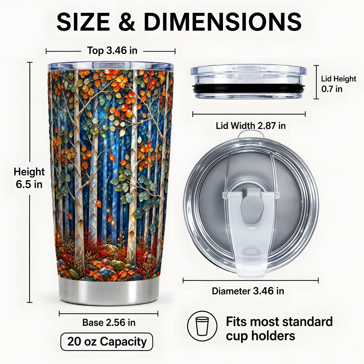 #pl[20oz|Steel] Luminous Birch Tumbler 20oz, Mosaic Tumbler, Stainless Steel Travel Cup