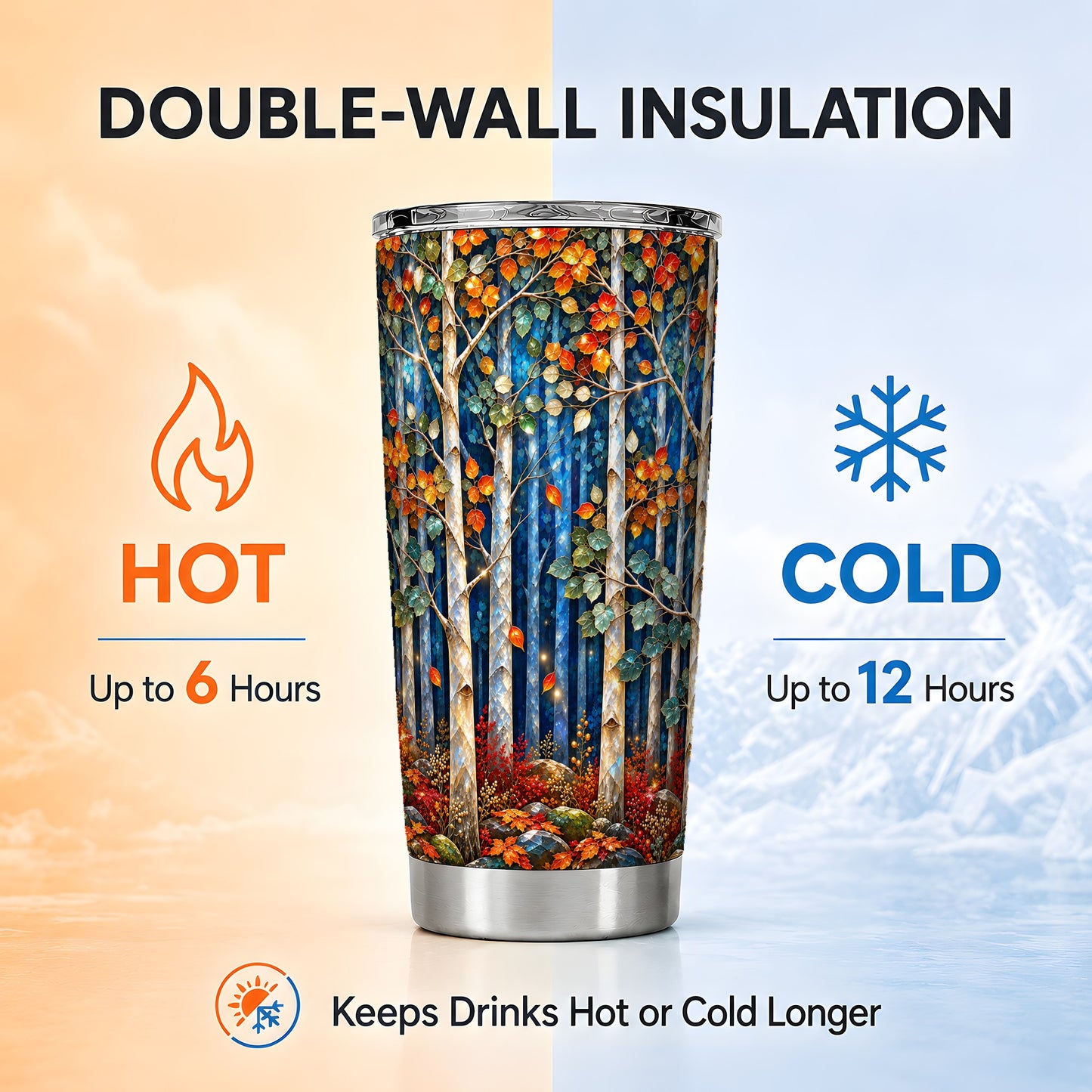#pl[20oz|Steel] Luminous Birch Tumbler 20oz, Mosaic Tumbler, Stainless Steel Travel Cup