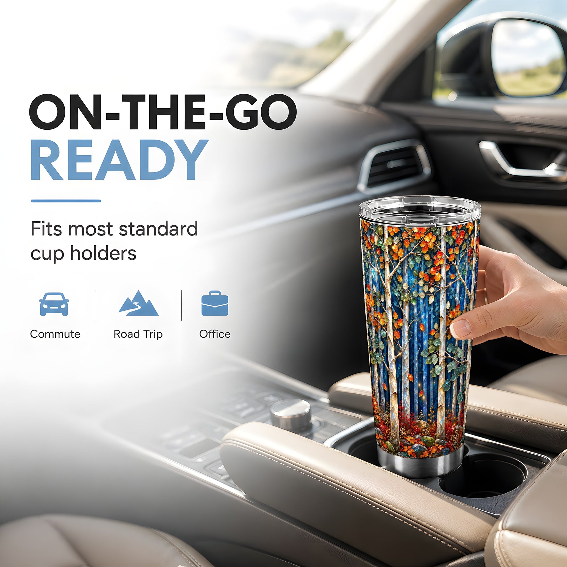 #pl[20oz|Steel] Luminous Birch Tumbler 20oz, Mosaic Tumbler, Stainless Steel Travel Cup
