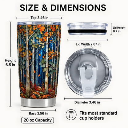 #pl[20oz|Steel] Blue Birch Forest Tumbler 20oz, Autumn Tumbler, Stainless Steel Travel Cup