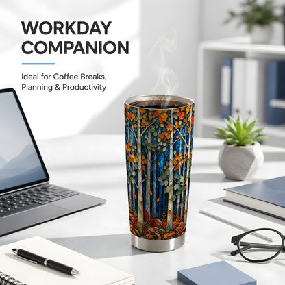 #pl[20oz|Steel] Blue Birch Forest Tumbler 20oz, Autumn Tumbler, Stainless Steel Travel Cup
