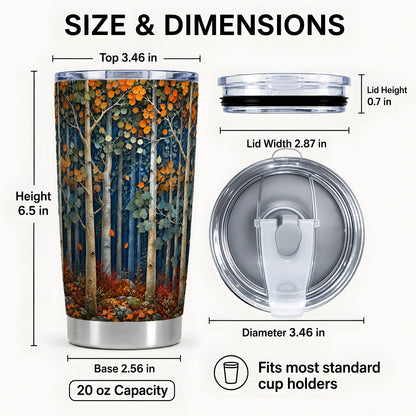 #pl[20oz|Steel] Painterly Birch Tumbler 20oz, Fall Tumbler, Stainless Steel Travel Cup