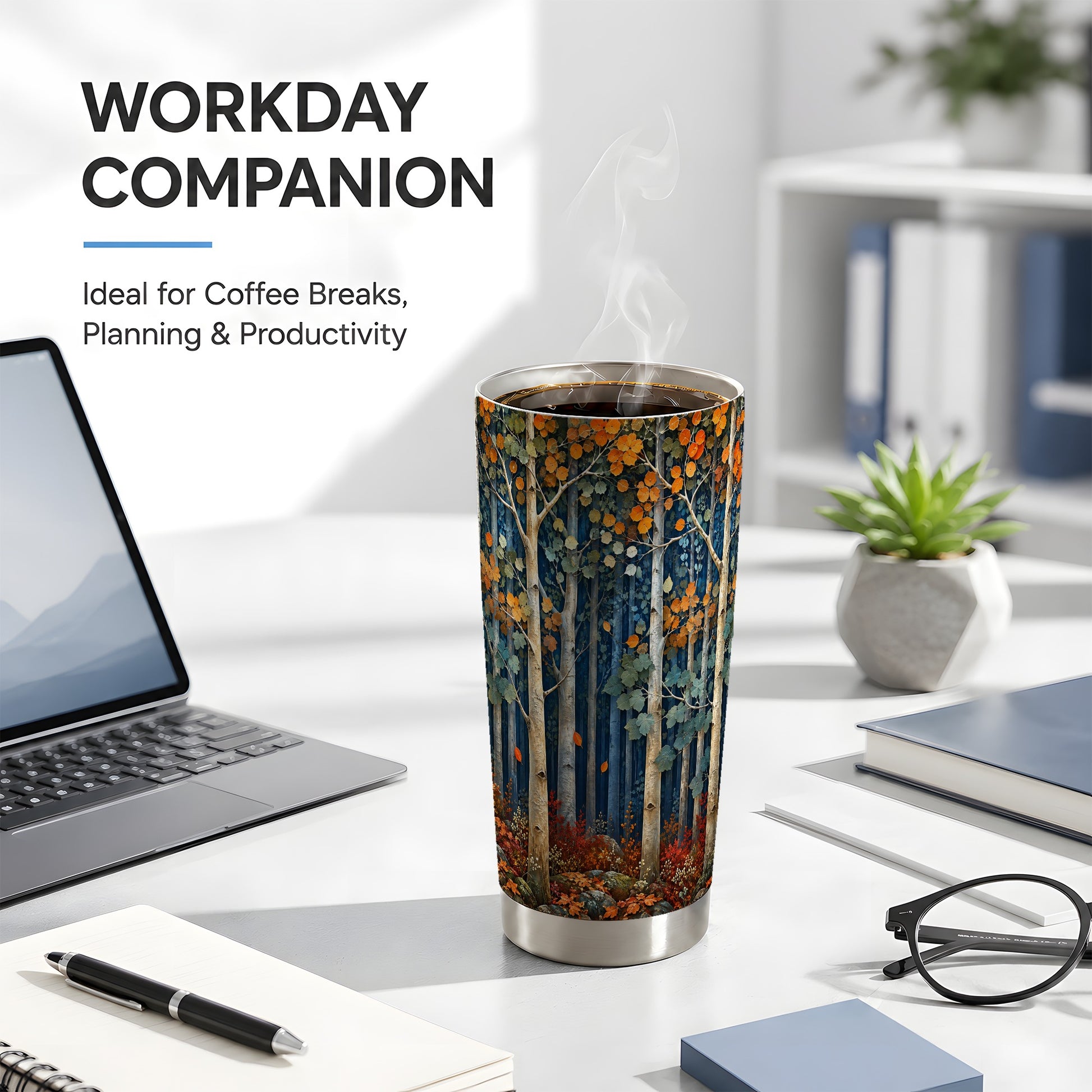 #pl[20oz|Steel] Painterly Birch Tumbler 20oz, Fall Tumbler, Stainless Steel Travel Cup