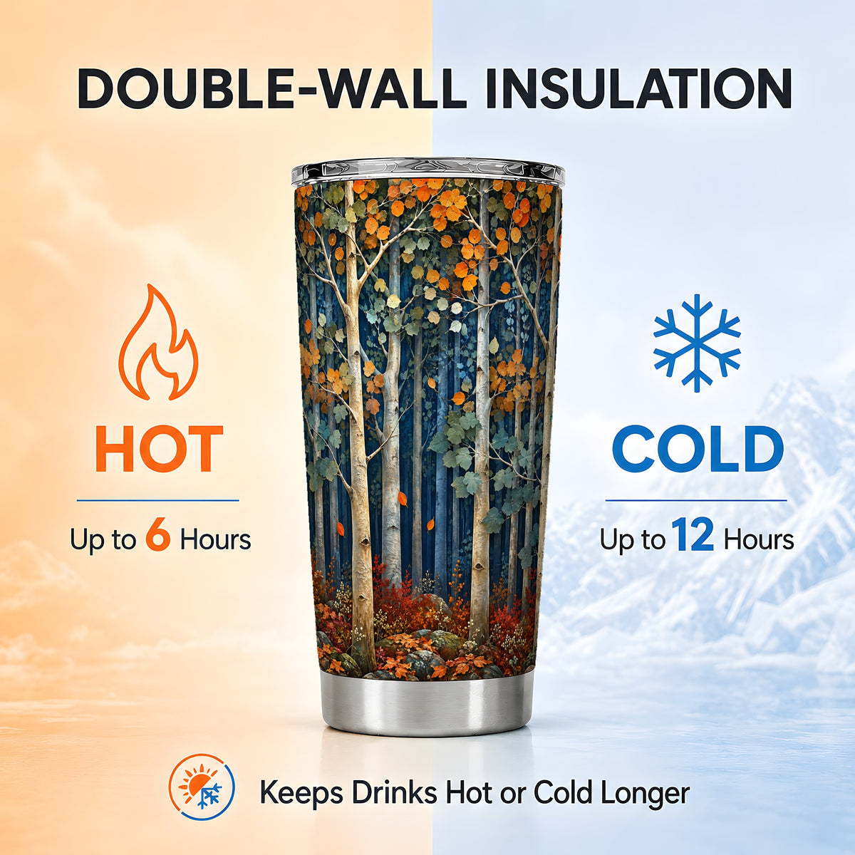#pl[20oz|Steel] Painterly Birch Tumbler 20oz, Fall Tumbler, Stainless Steel Travel Cup