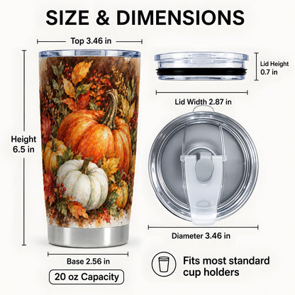 #pl[20oz|Steel] Pumpkin Harvest Tumbler 20oz, Fall Tumbler, Stainless Steel Travel Cup
