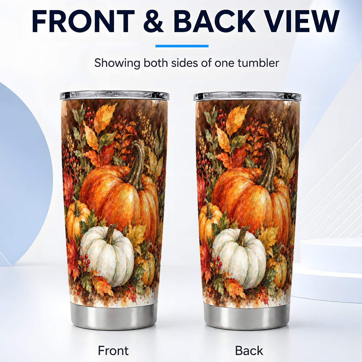 #pl[20oz|Steel] Pumpkin Harvest Tumbler 20oz, Fall Tumbler, Stainless Steel Travel Cup