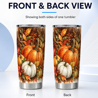 #pl[20oz|Steel] Pumpkin Harvest Tumbler 20oz, Fall Tumbler, Stainless Steel Travel Cup