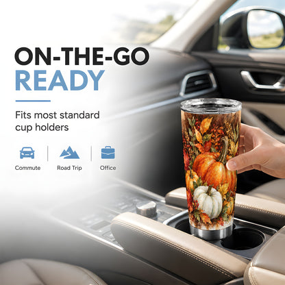 #pl[20oz|Steel] Pumpkin Harvest Tumbler 20oz, Fall Tumbler, Stainless Steel Travel Cup