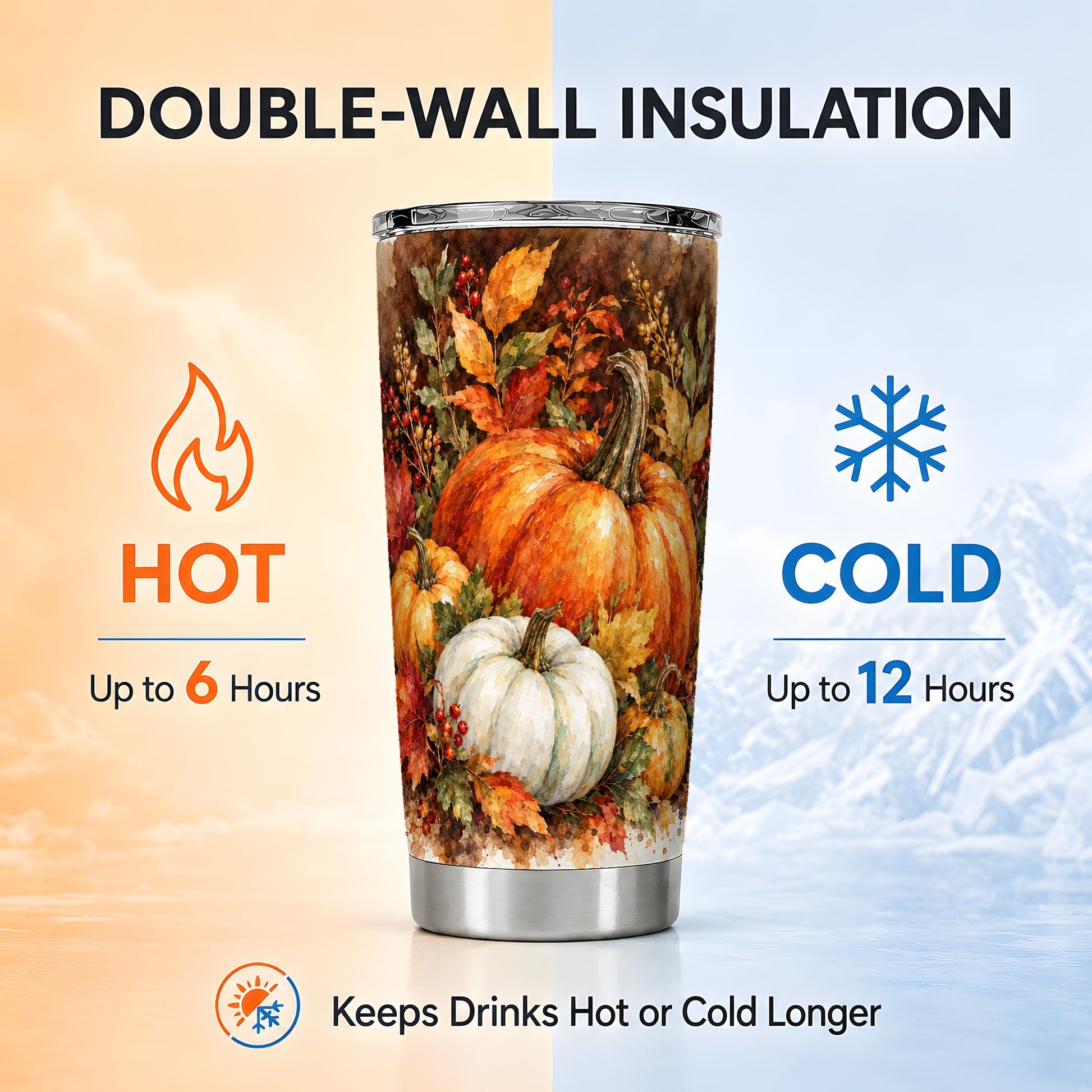 #pl[20oz|Steel] Pumpkin Harvest Tumbler 20oz, Fall Tumbler, Stainless Steel Travel Cup