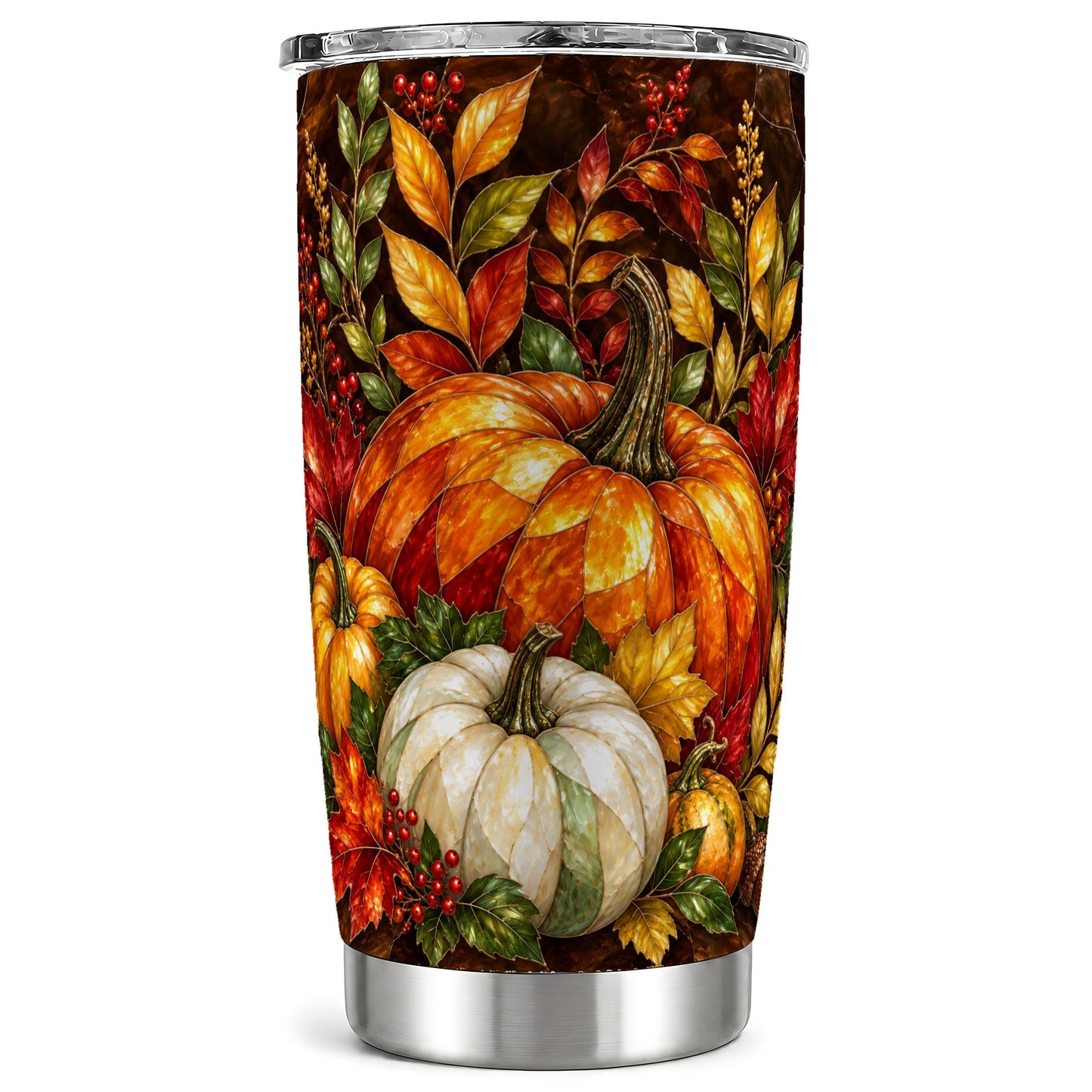 Mosaic Pumpkin Tumbler 20oz, Harvest Tumbler, Stainless Steel Travel Cup