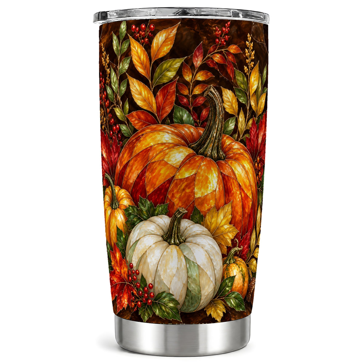 Mosaic Pumpkin Tumbler 20oz, Harvest Tumbler, Stainless Steel Travel Cup