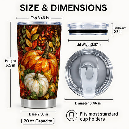 #pl[20oz|Steel] Mosaic Pumpkin Tumbler 20oz, Harvest Tumbler, Stainless Steel Travel Cup