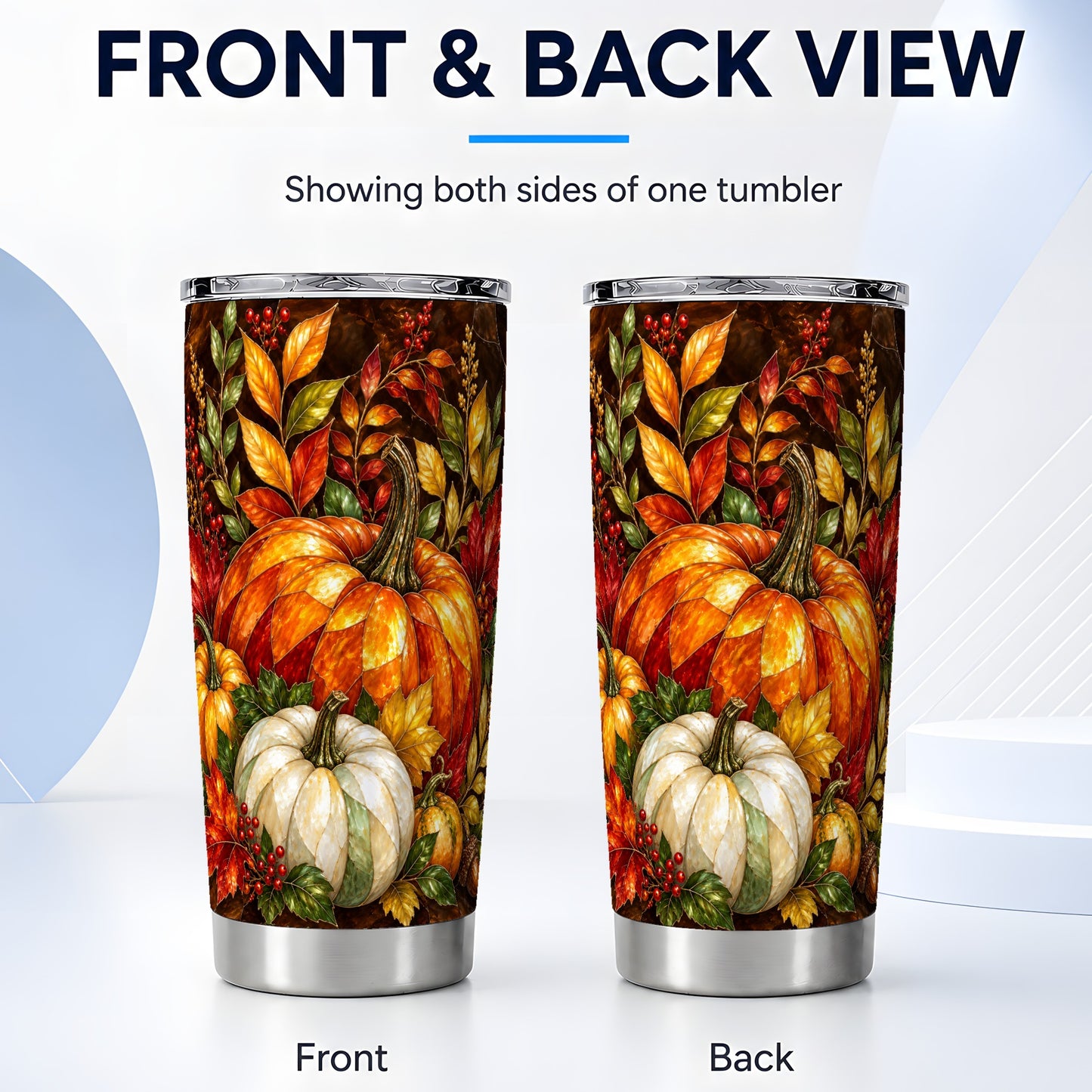 #pl[20oz|Steel] Mosaic Pumpkin Tumbler 20oz, Harvest Tumbler, Stainless Steel Travel Cup