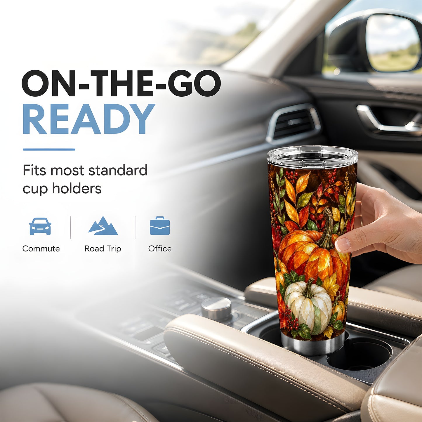 #pl[20oz|Steel] Mosaic Pumpkin Tumbler 20oz, Harvest Tumbler, Stainless Steel Travel Cup