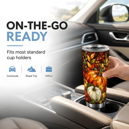 #pl[20oz|Steel] Mosaic Pumpkin Tumbler 20oz, Harvest Tumbler, Stainless Steel Travel Cup