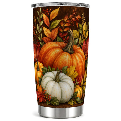 Rustic Pumpkin Tumbler 20oz, Harvest Tumbler, Stainless Steel Travel Cup