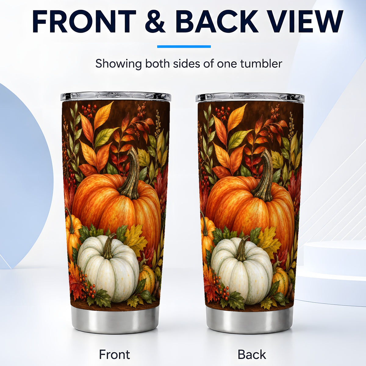 #pl[20oz|Steel] Rustic Pumpkin Tumbler 20oz, Harvest Tumbler, Stainless Steel Travel Cup