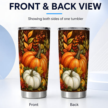 #pl[20oz|Steel] Rustic Pumpkin Tumbler 20oz, Harvest Tumbler, Stainless Steel Travel Cup