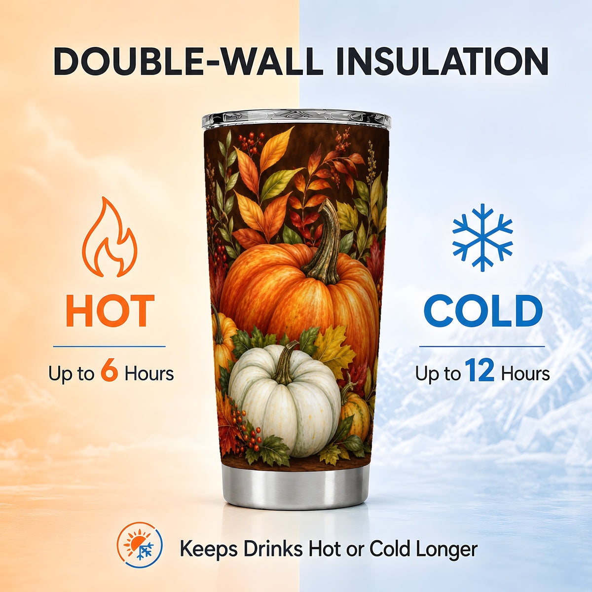 #pl[20oz|Steel] Rustic Pumpkin Tumbler 20oz, Harvest Tumbler, Stainless Steel Travel Cup