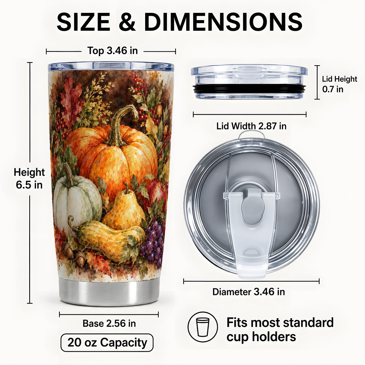 #pl[20oz|Steel] Watercolor Pumpkin Tumbler 20oz, Fall Tumbler, Stainless Steel Travel Cup