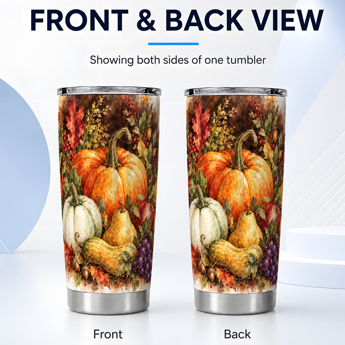 #pl[20oz|Steel] Watercolor Pumpkin Tumbler 20oz, Fall Tumbler, Stainless Steel Travel Cup