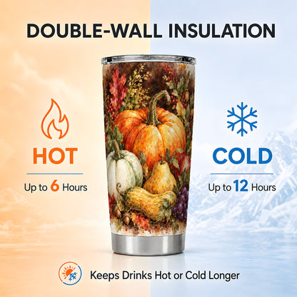#pl[20oz|Steel] Watercolor Pumpkin Tumbler 20oz, Fall Tumbler, Stainless Steel Travel Cup