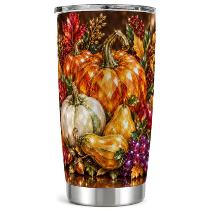 Jeweled Pumpkin Tumbler 20oz, Harvest Tumbler, Stainless Steel Travel Cup